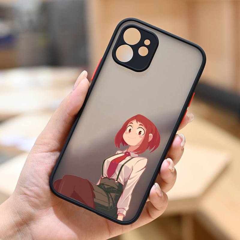 Ochaco Uraraka My Hero Academia Anime Phone Case Matte Transparent  For Iphone 7 8 11 12 13 Plus Mini X Xs Xr Pro Max Cover
