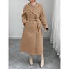 Womens Oversized Wool Blend Coat With Double Breasted Buttons Asymmetrical Collar Winter Warm Long Outerwear