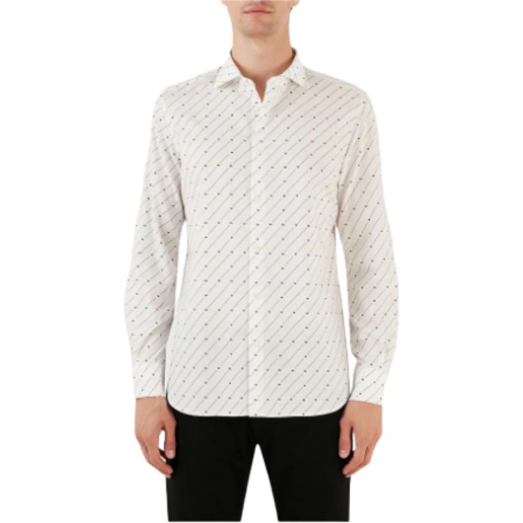 Emporio Armani EA7 FW23 Patterned Print Single-Breasted Casual Long Sleeve Shirt Men Shirts White 6R1C86-1NMVZ-F1D8