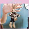 Adorable Houndstooth Bunny Plush Keychain Cute Stuffed Doll Fashion Toy