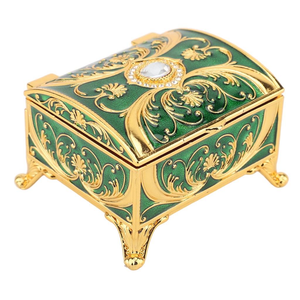 Vintage Emaille Schmuckschatulle   Rechteckige Form   Innenfutter Schmuckaufbewahrungsbox für Mädchen