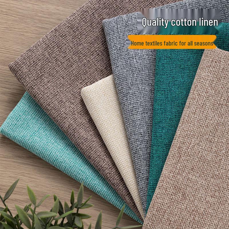 All-Polyester Solid Color Linen-Like Sofa Fabric with Soft Bag Process - Composite Flocking Fine Linen Canvas