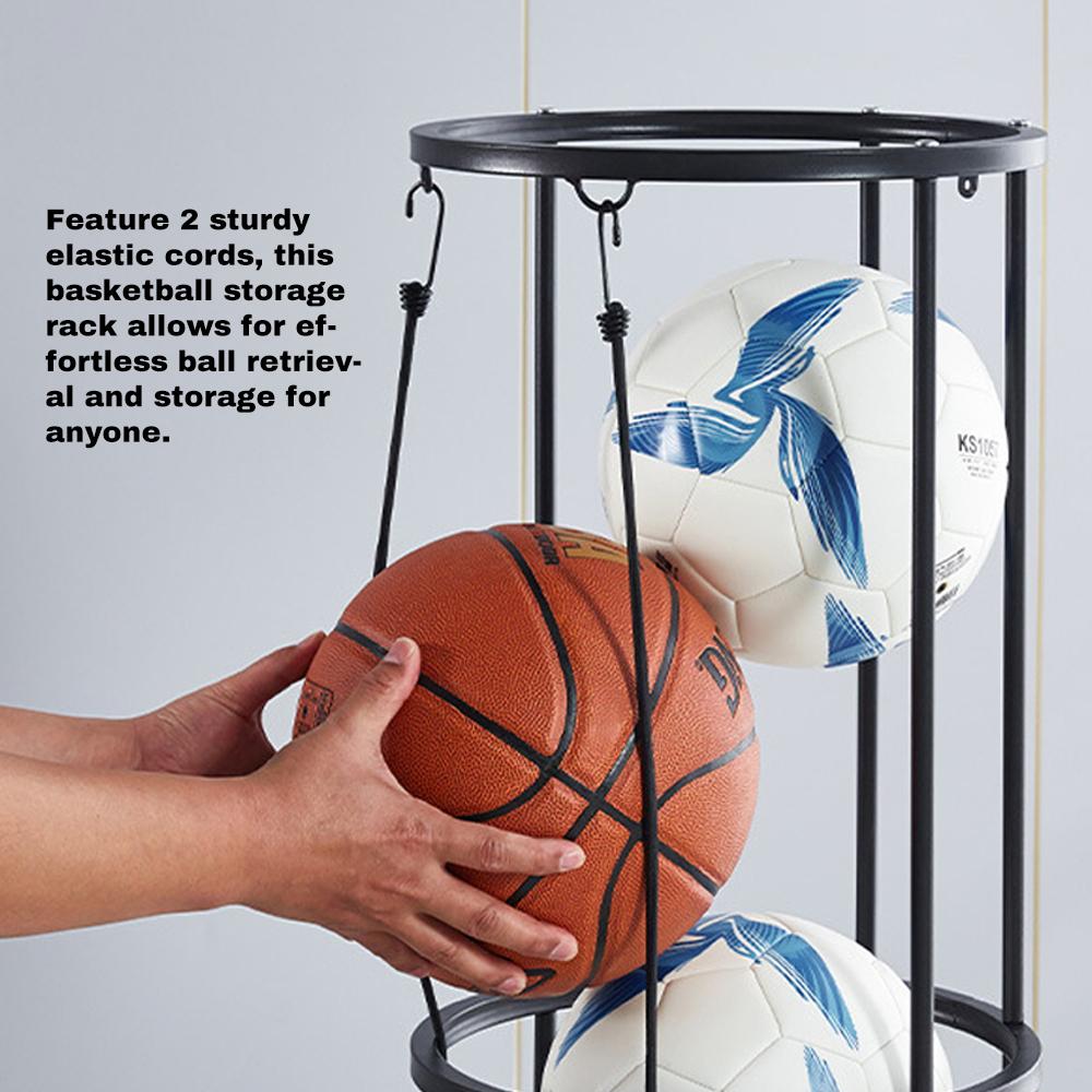 Ball Storage Rack Vertical Ball Organizer for Basketball, Volleyball, Soccer Garage Ball Storage Cage for Home