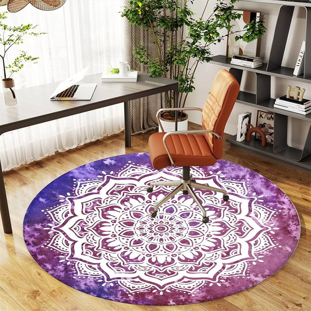 1pc Mandala Tie-dye Round Chair mat office Area Rug - Non-Slip, Floor Mat for Office, Bedroom, Ideal home decor gift p0105095