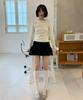 RONRON Ruched Slim Fit T Shirt Ivory Dot