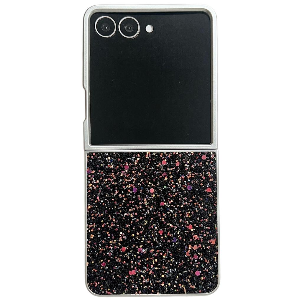 For Samsung Galaxy Z Flip7 5G Case Rubberized Silver Edge Phantom Glitter Hard PC Phone Cover