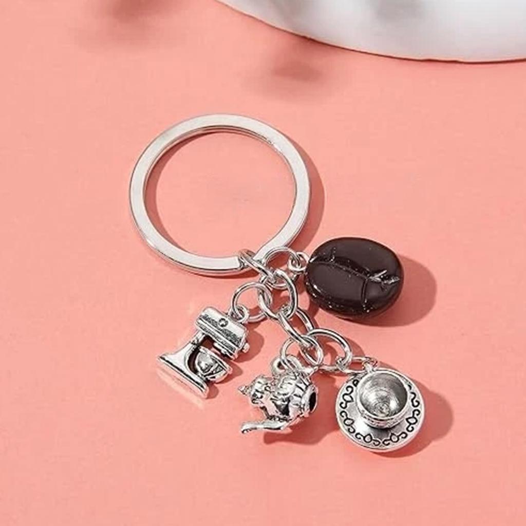 Cartoon Coffee Themed Key Holder With Detailed Bean Design Functional Fashionable Daily Charm Enhancement