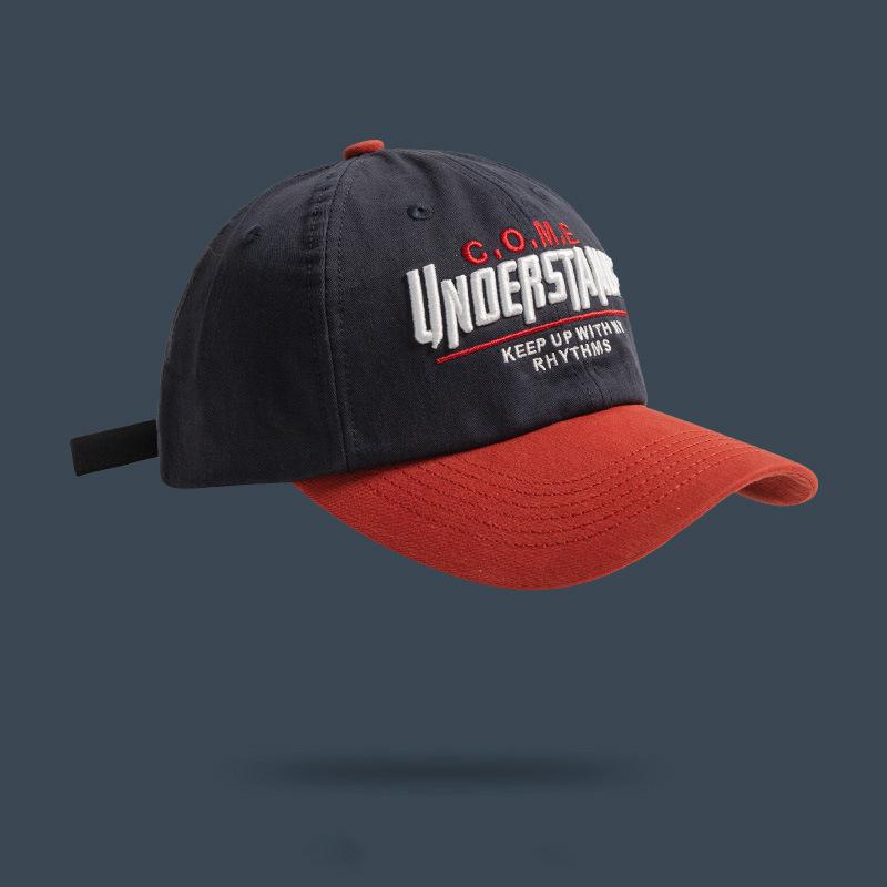 

Высококачественная женская модная бейсболка с мягким верхом и цветными блоками: Трендовая весенне-летняя кепка-утка с вышивкой в корейском стиле M (56-58cm)