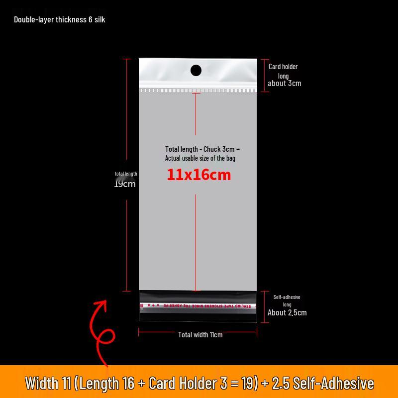 Self-Adhesive Transparent Jewelry Earring Bags with Header and Hanging Hole