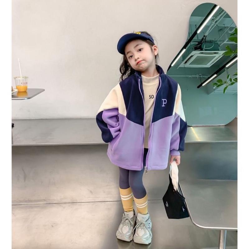 Girls' Casual Coat Spring and Autumn Children's Fashion Fleece Coat