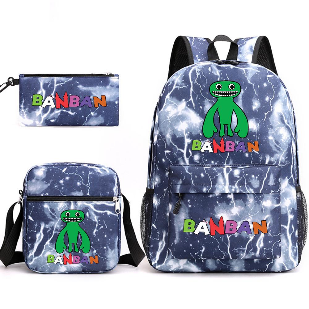 Three-piece Foreign Trade Schoolbag Casual Canvas Backpack Male and Female Students Backpack Printing
