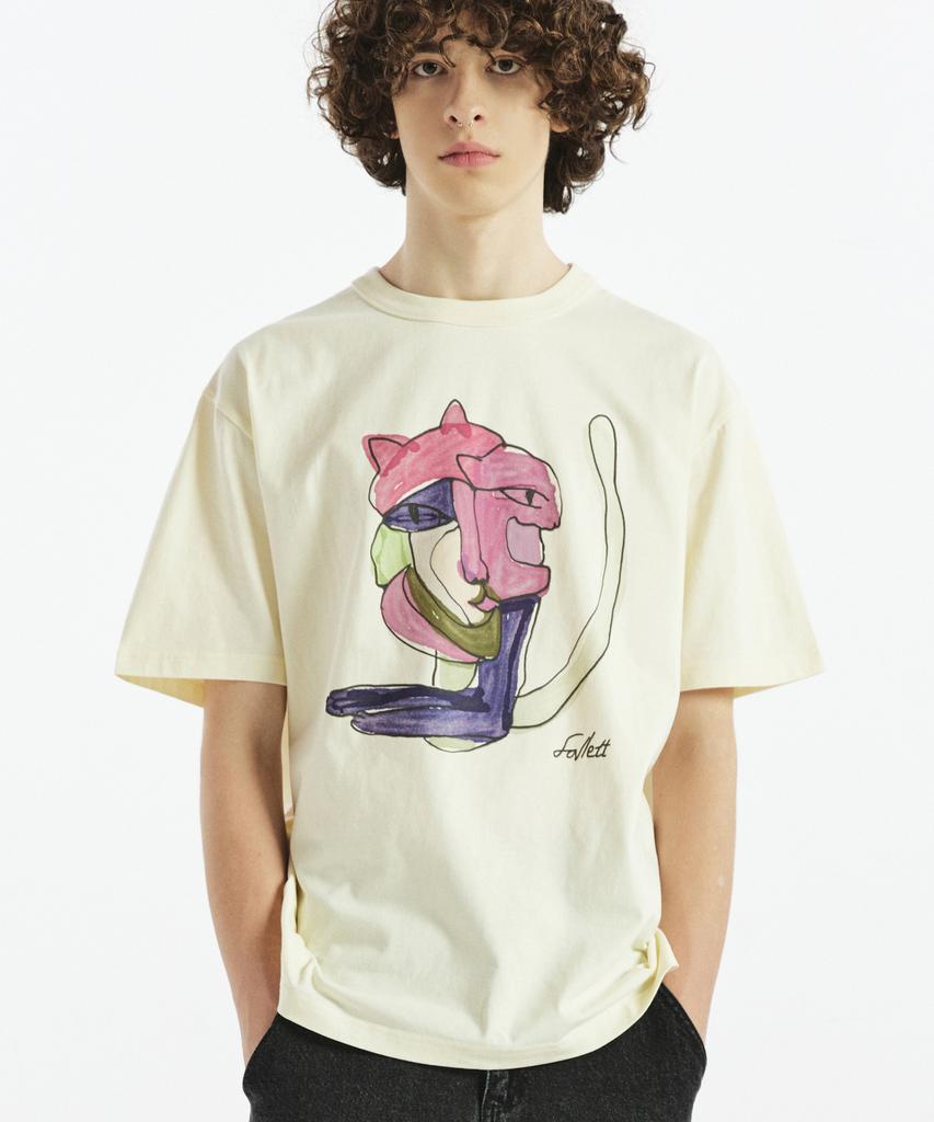 FALLETT Cubism Nero Short Sleeve T-Shirt Ivory