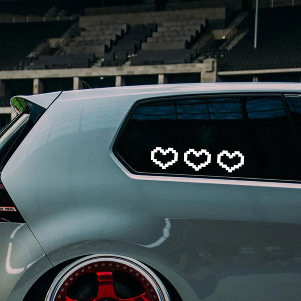 Cute Car Stickers Mosaic Heart-shaped Print Sticker Car Body Windshield Waterproof Headlight Taillight Auto Decor