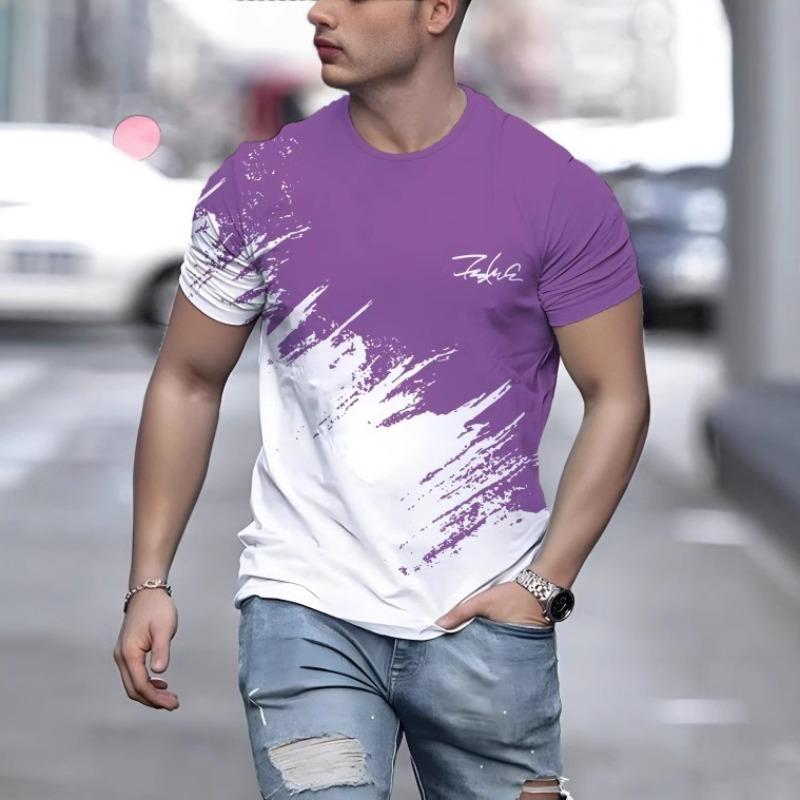 New Men's Casual Fashion Short Sleeve T-Shirt, Digital Printing Short Sleeve T-Shirt