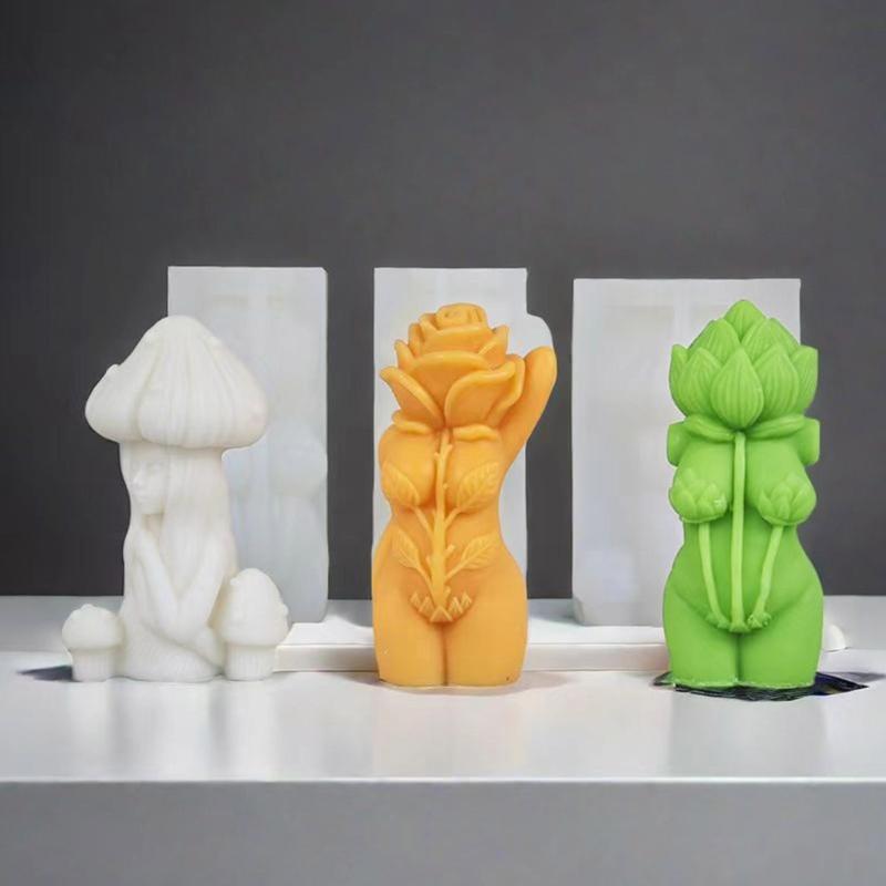 Rose Mushroom Body Silicones Mould Human Body Candle Molds Casting Mould Ornament Molds Craft Supplies Epoxy Resin Molds