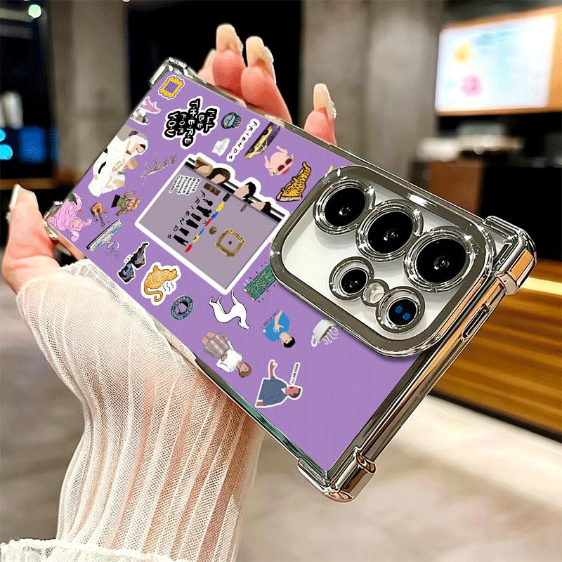 Friends Tv Show Theme Plating Phone Case For Samsung Galaxy S24 S25 FE S26 Edge S23 Ultra S22 S21 Plus S20 Anti-Fall Airabag Cov