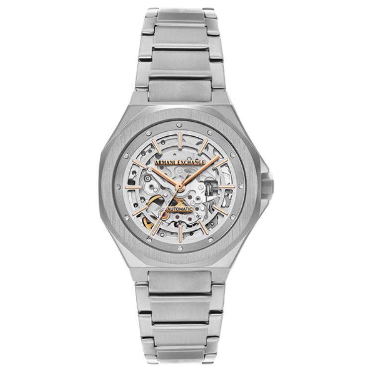 

ARMANI EXCHANGEAE ARMANI Wrist Watch Mechanical Movement Stainless Steel Strap 36mm Silver Dial Women s Watch AX4618 Skeleton Dial