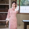 Pink Cheongsam New 1011 Autumn and Winter Velvet Thickened Unique Beautiful Young Women Improved Retro Republic of China Daily