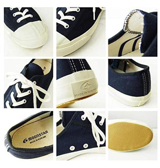 Moonstar Lifestyle GYM CLASSIC Canvas Made in Inner Vulcanized Black Size E Sneakers, Japan, Wingtip, Construction, Mono, 27.5 cm,