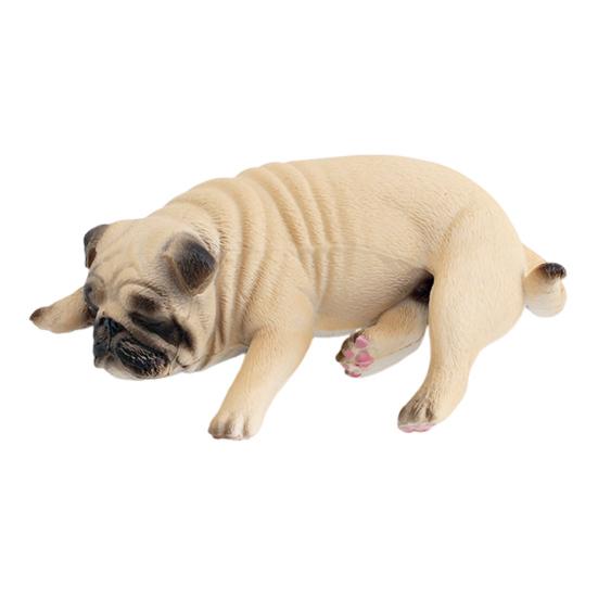 Simulated Dog Model PVC Sleeping Pooping Pug Shiba Figurine Statue Sculpture Home Office Desktop Decoration Ornament Kids Educational Animal Toy