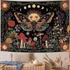 2D Moth Moon Phase Tapestry Sun Floral Mushroom Wall Hanging Decor
