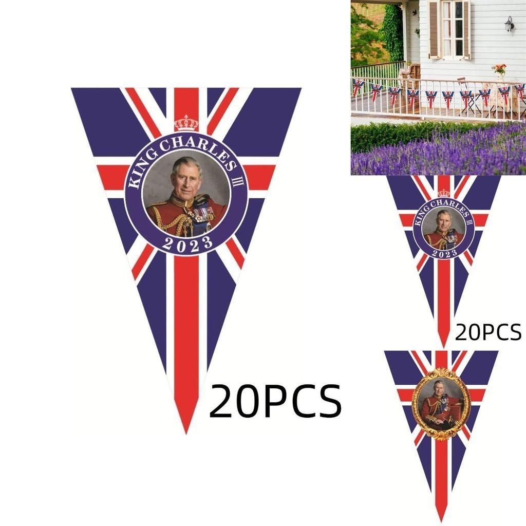 Britische König Charles Krönungsflagge Handheld 90x150cm Festliches Polyesterbanner