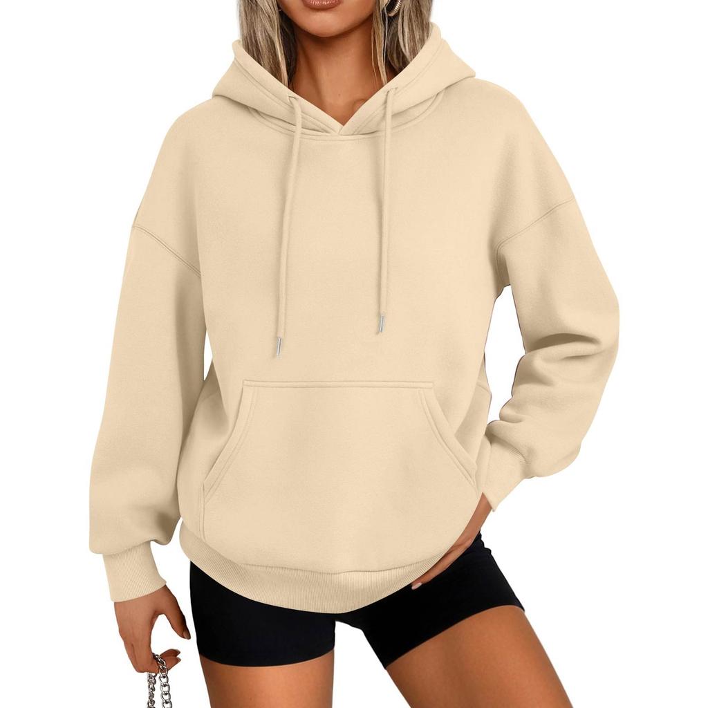 Women's Fashion Casual Solid Color Pocket Long Sleeve Hoodie
