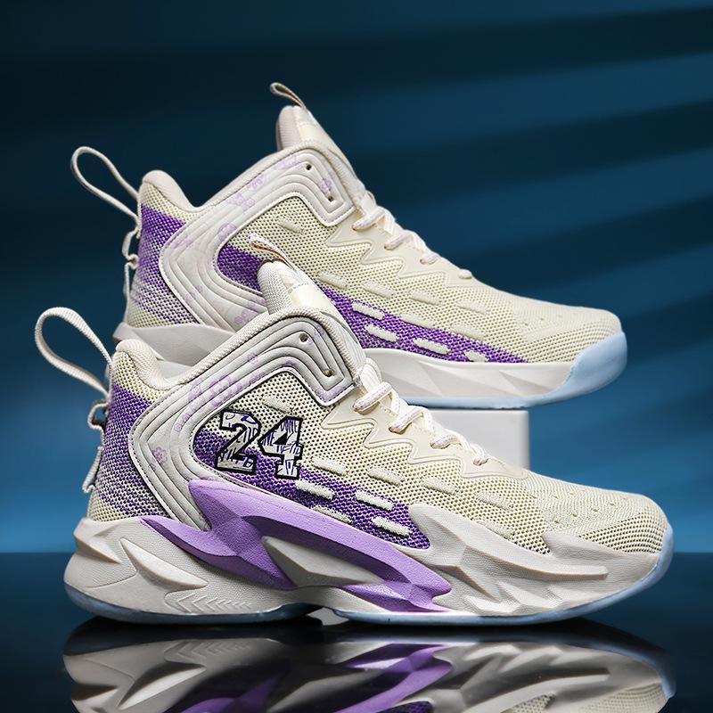 New High-top Primary and Secondary School Students Basketball Shoes Men's Sports Trendy Shoes Actual Combat Young Students Mesh Sports Shoes Men