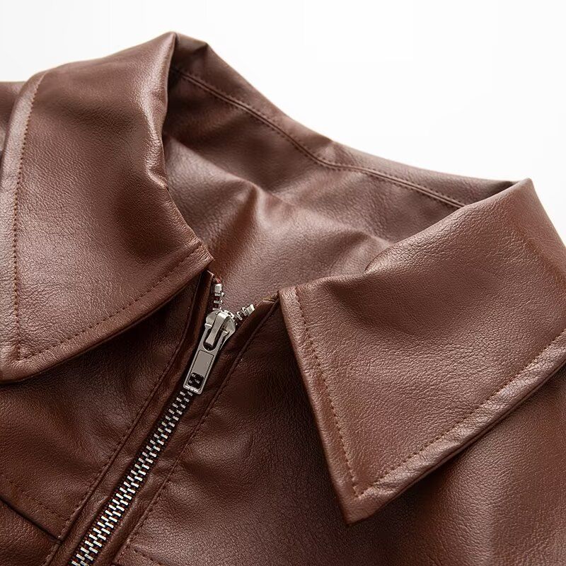 Kaslead New Women Clothes Western Style Fashion Imitation Leather Bomber Jacket Outerwear 4391864