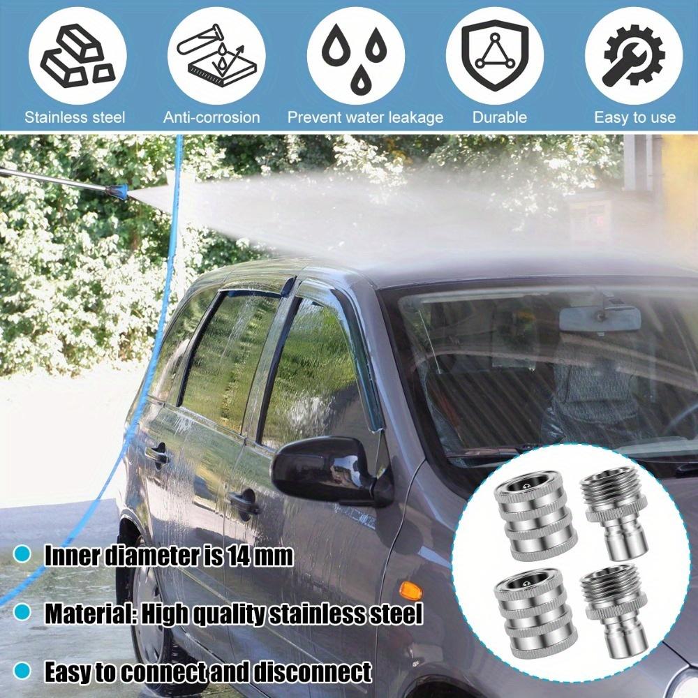 4Pcs 3/4" Garden Hose Quick Connector Stainless Steel Water Hose Fitting Male and Female Pressure Washer Pump Adapter for Faucet