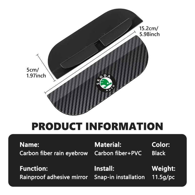 UMVB1 Detachable Car Rearview Mirror Rain Eyebrow Carbon Fiber Sun Visor For Skoda Fabia 1 2 Octavia A7 RS Superb Rapid Yeti Karoq