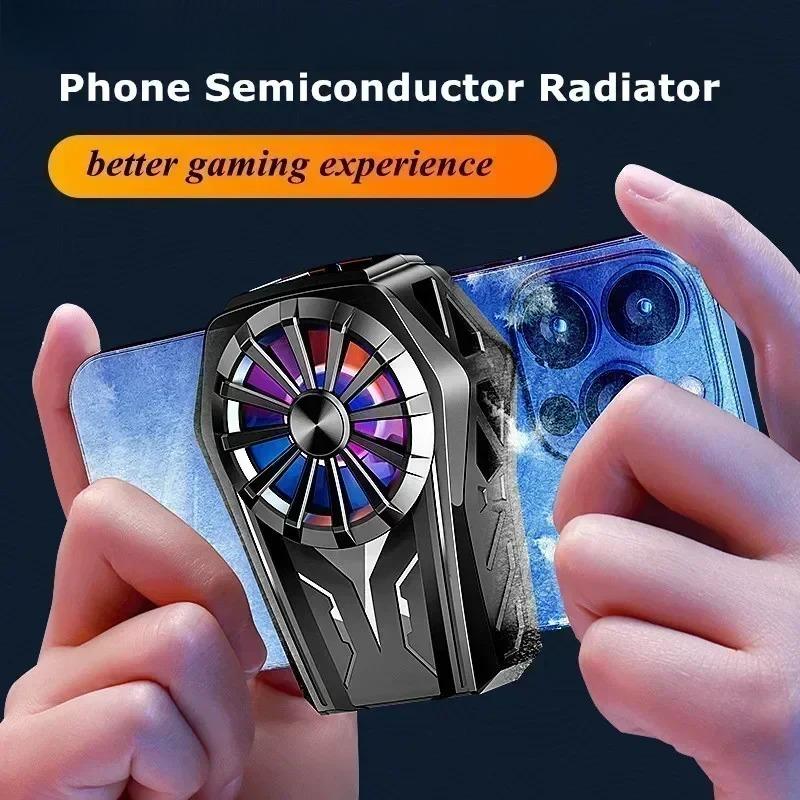 Mobile Phone Semiconductor Back-clip Cooling Fan Radiator W/ RGB Light Type-C Game Cooler for IOS Android Gaming Accessories