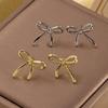 Simple Cute Small Bow Earrings for Women Girls New Trendy Gold Plated Bowkont Ear Studs Piercing Jewelry Gifts Wholesale
