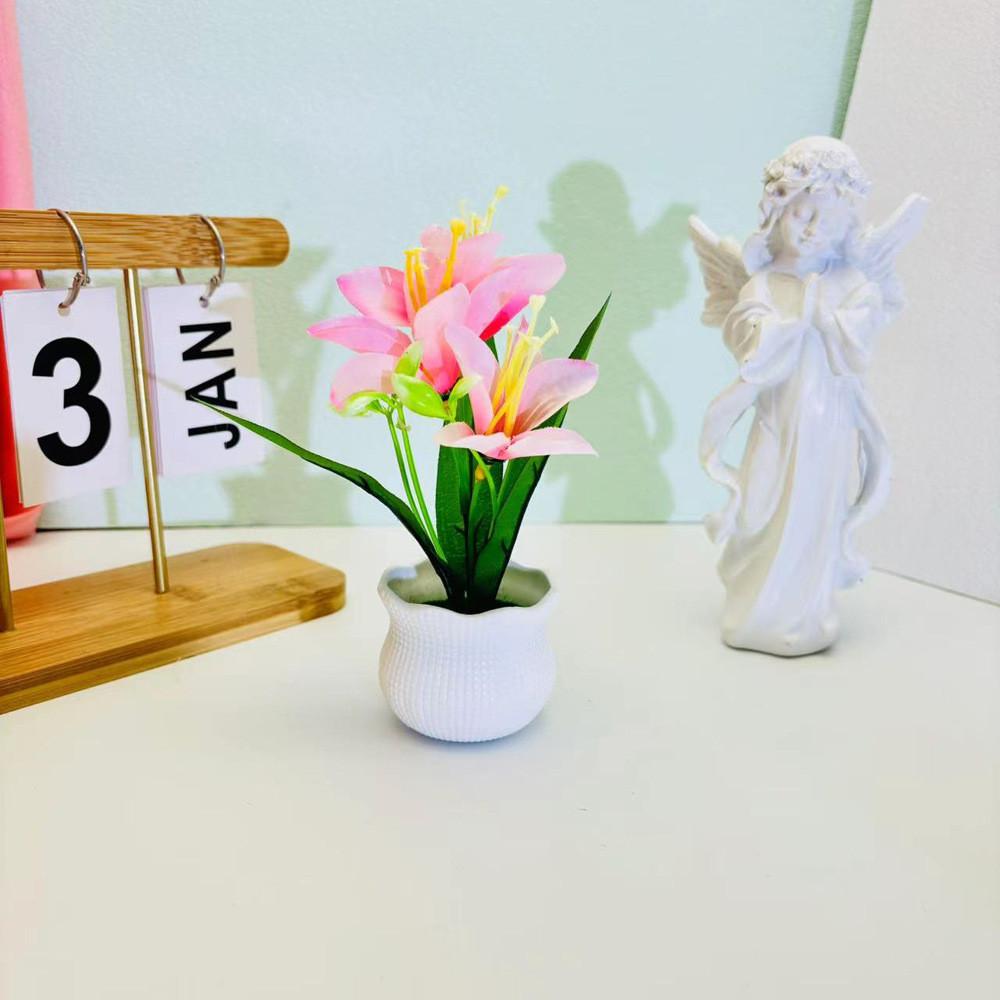 Flower Narcissus Potted With Silk Plastic Material For Home Garden Studio Decor