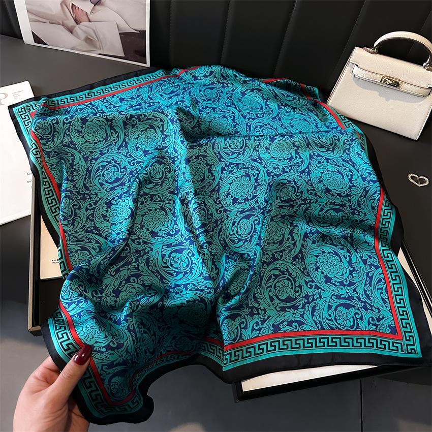 Luxury Fashion Print 70*70cm Square Scarf Women Soft Satin Hairband Neckerchief Tie Female Headband Foulard Bag Ribbon