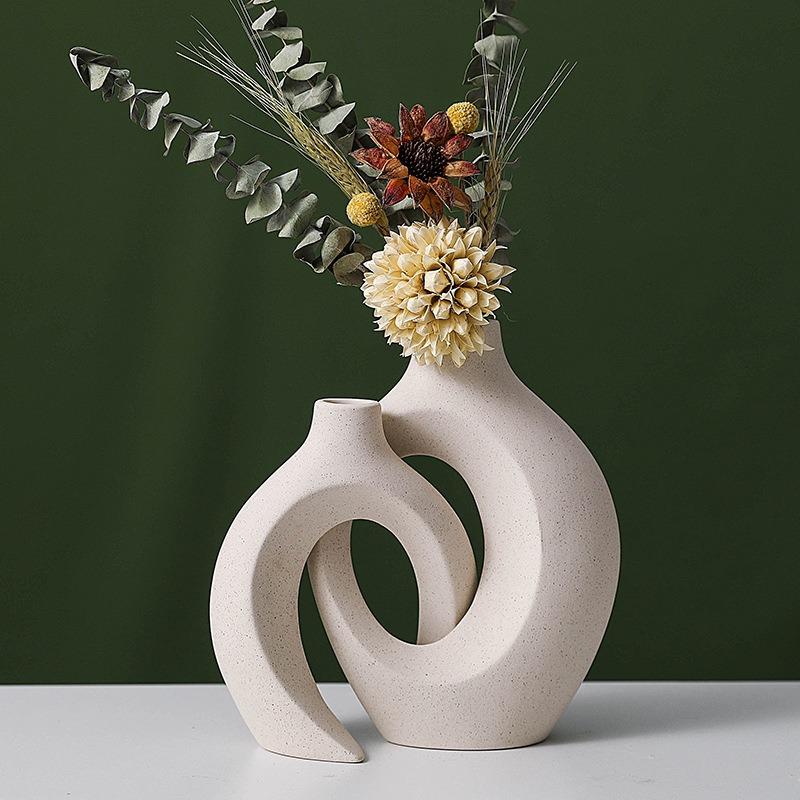 Nordic Ceramic White Vase Ins Style Creative Flowerpot Flower Arrangement Simple High Sense Wholesale European Entry Lux