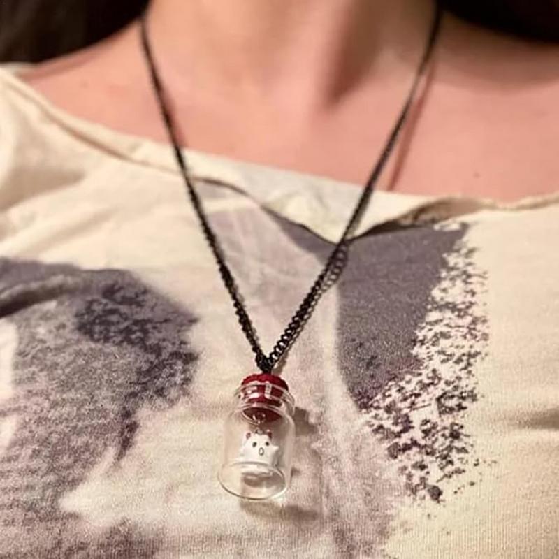 Ghost In A Bottle Pendant Necklace Halloween Necklace For Women Halloween Jewelry The Adopt A Ghost Necklace Little Ghost