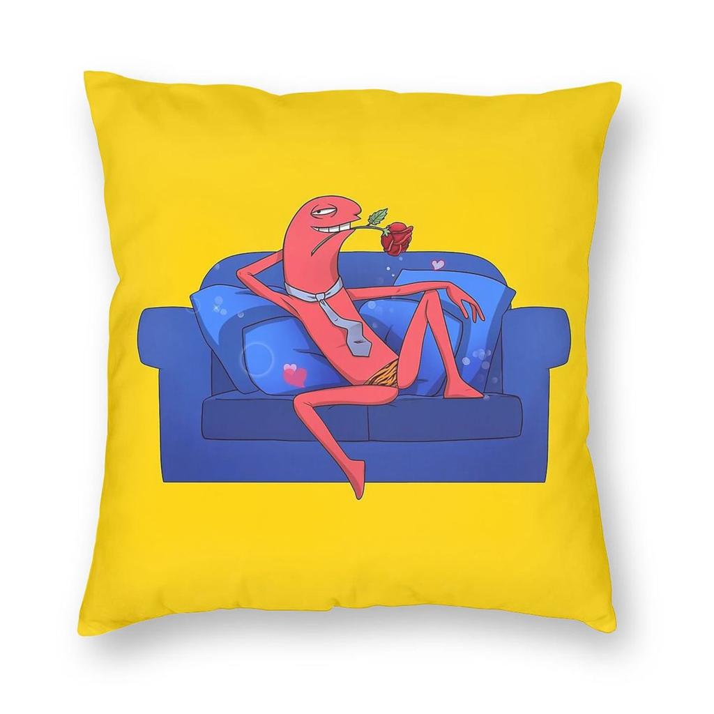 Smiling Friends Flirting Alan Bliblie Pim Grim Gleb Pillowcase Polyester Linen Velvet Printed Zip Pillow Case Sofa Cushion X