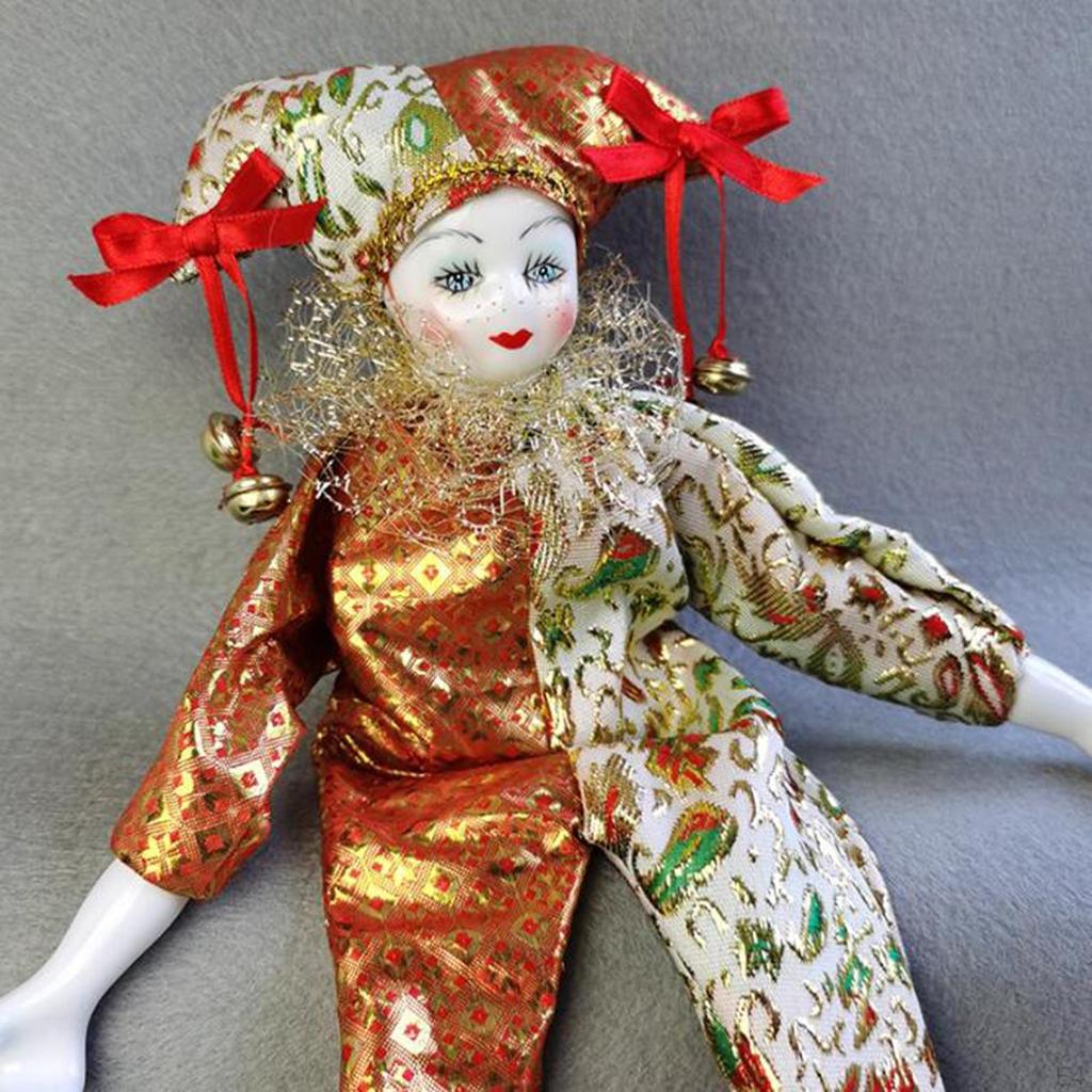 Clown Doll Figure Funny Harlequin Artware Valentine Gift Action Angle Model