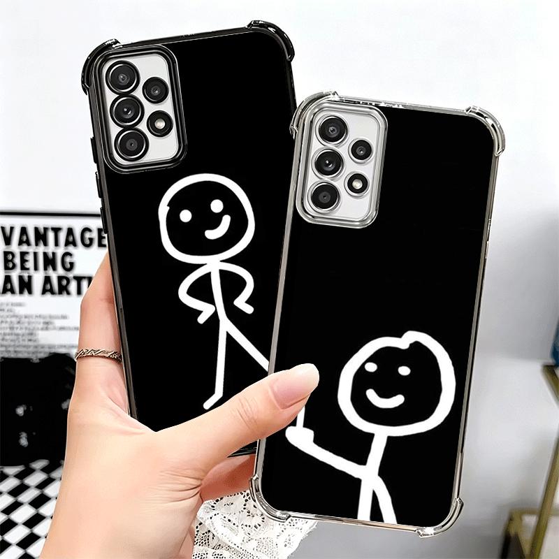 Funny Stickman Matchman Plating Phone Case For Samsung A17 A07 A37 A57 A16 A56 A15 A55 A14 A54 A13 A53 A26 A36 A25 A35 A24 A34 A