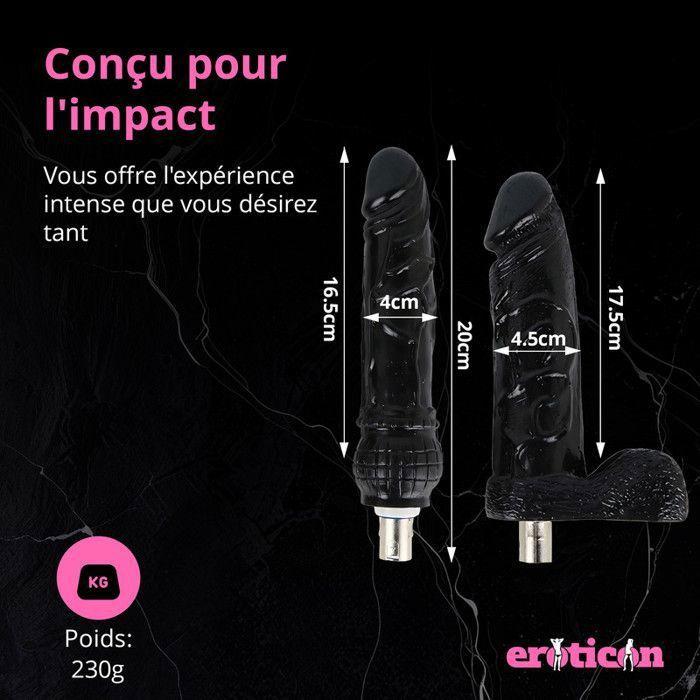 Accessoires pour godes - Eroticon - Tyrone Black - Lot de 2 - 17,5 cm et 20 cm - Compatible 3XLR