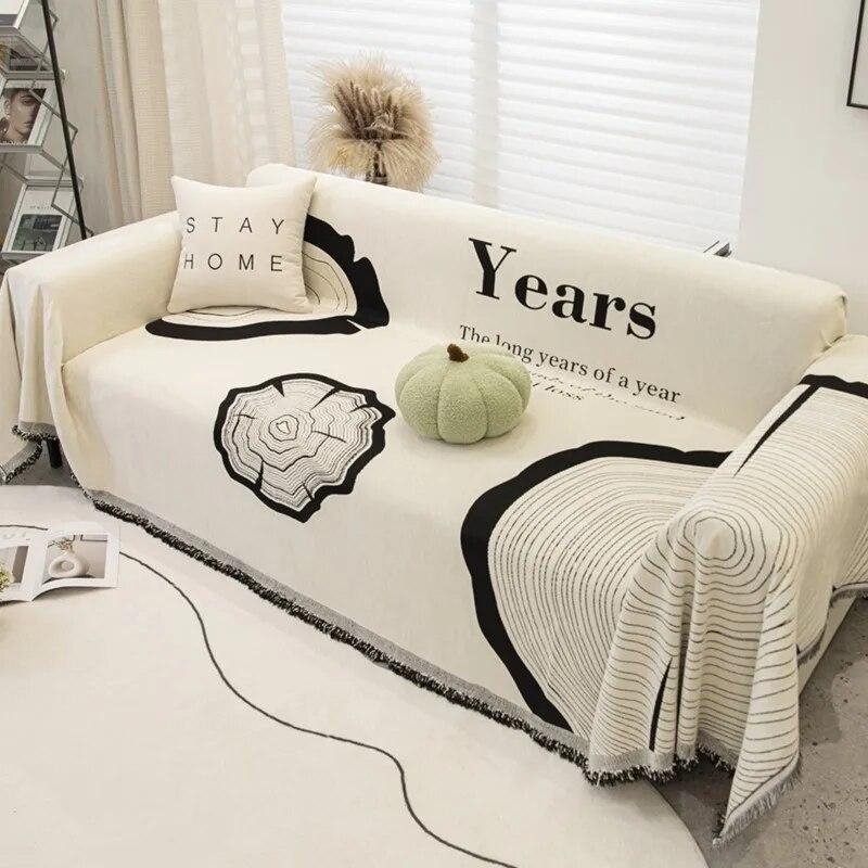 Black White Sofa Cover Sofa Towel Chenille Universal Couch Cover Pet Mat Living Room Sofa Dust Proof Sofa Cushion Cover