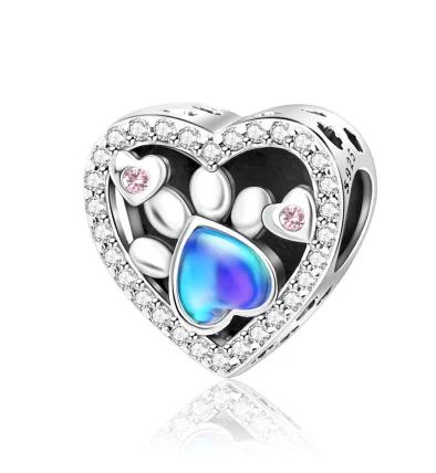 Authentic Copper Blue Charm Bead Charms Heart Butterfly Moon Flower Tree Cat Bead Charms for Necklaces Do It Yourself Bracelets Present Jewellery