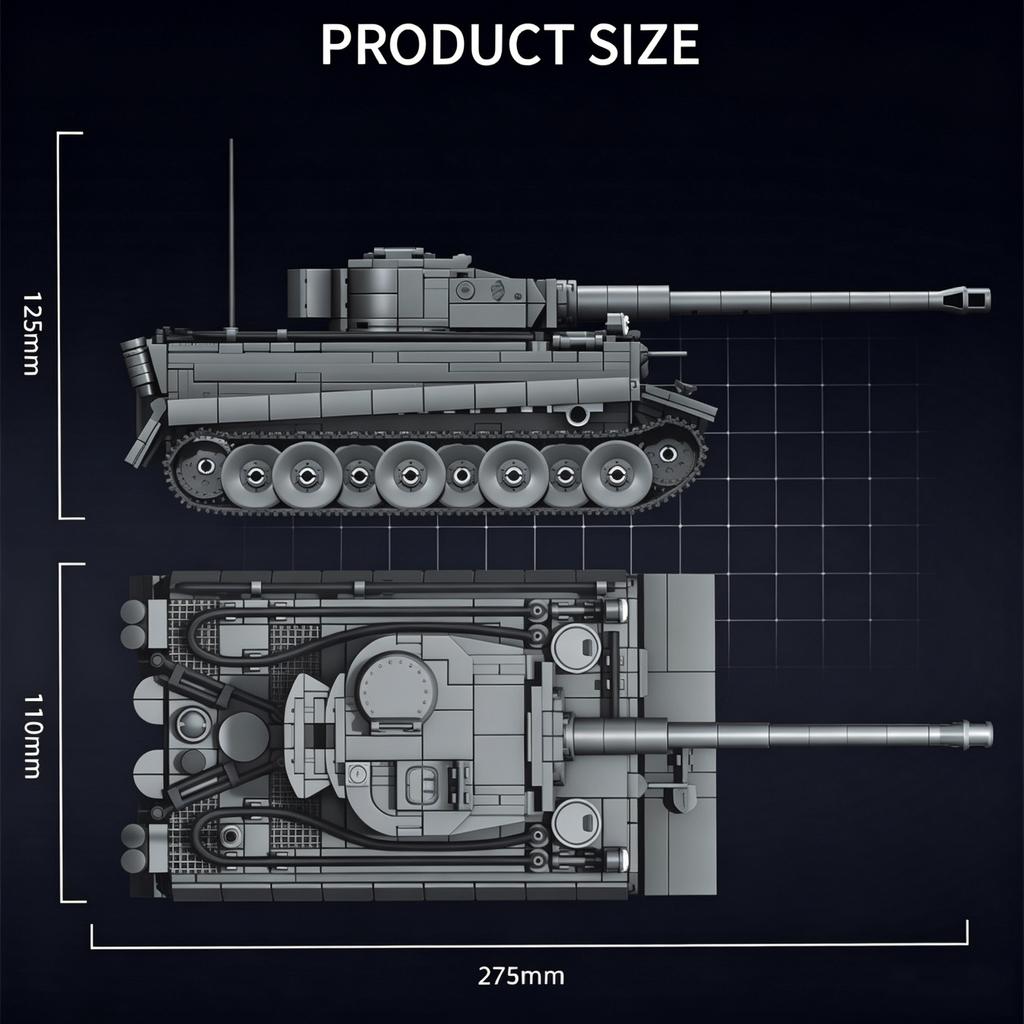 Heavy Vintage Armored Tank Building Blocks Model Kit DIY Bricks Collection Toy Gift For Children Boys Collectors