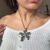 Trend Exaggerated Sliver Color Irregular Large Flower Pendant Black Rope Necklace for Women Collar Chain Jewelry Accessory Gift
