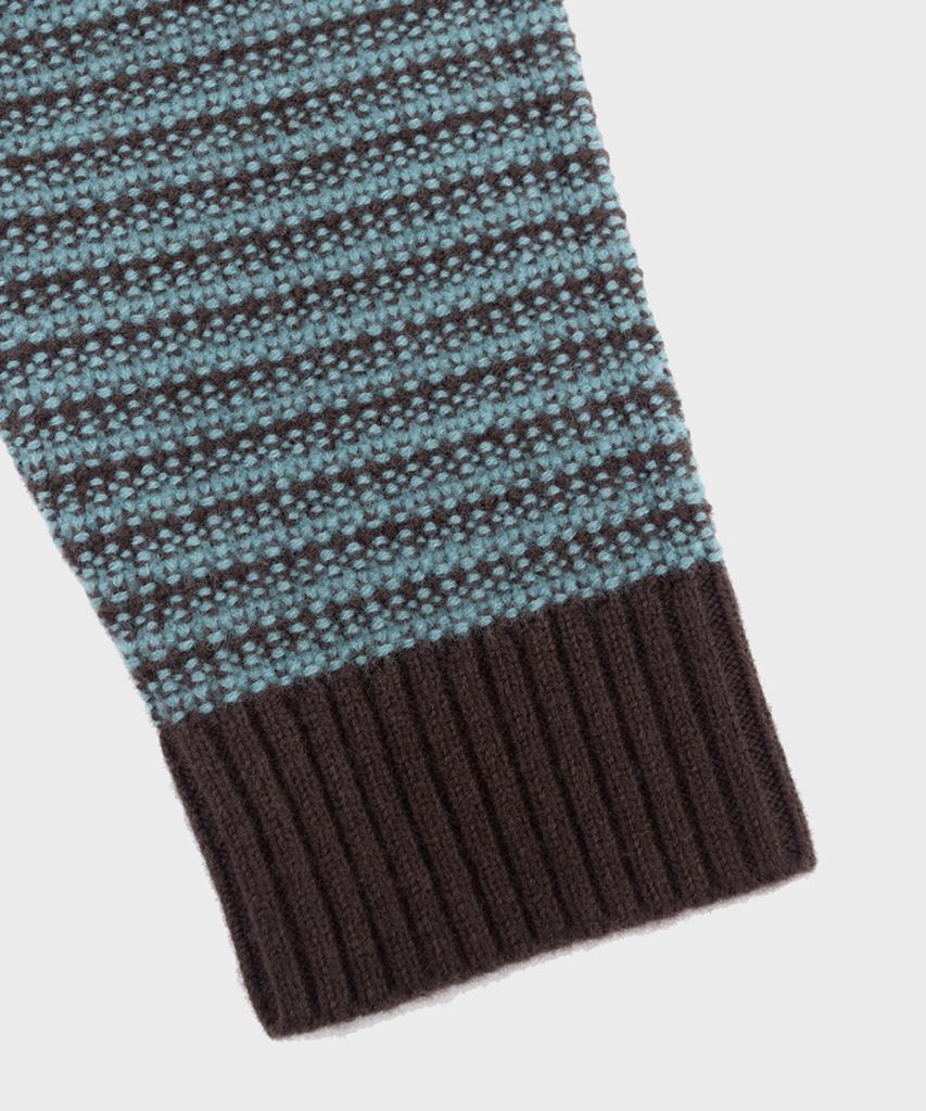 PREF Brown Wool Knit Stripe Hoodie