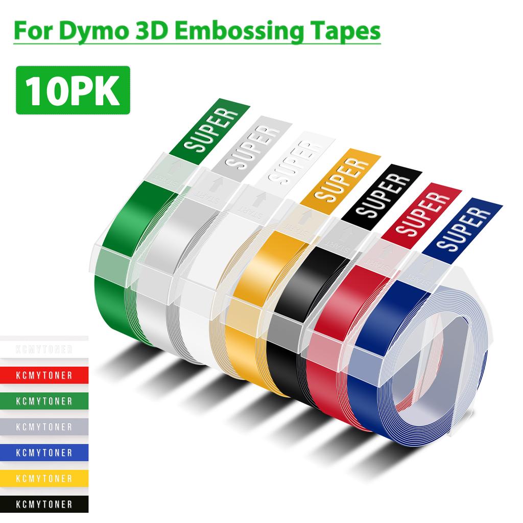 3/5/10PCS 3D Embossing Tapes Compatible for Dymo 520109 898130 9mm/12mm Label Tape For DYMO Embossers Xpress 12965 12966 Maker
