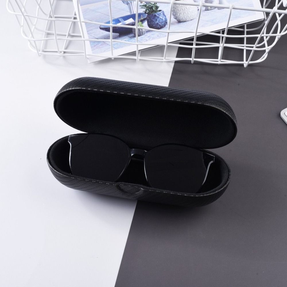 Black Leather Eyewear Case Carbon Fiber Glasses Storage Box Fashion Glasses Box  Travel