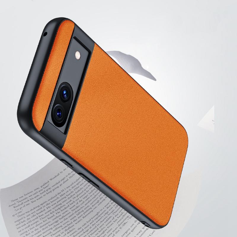For Google Pixel 8a Case Ultra-Thin PU Leather Coated PC Phone Back Cover