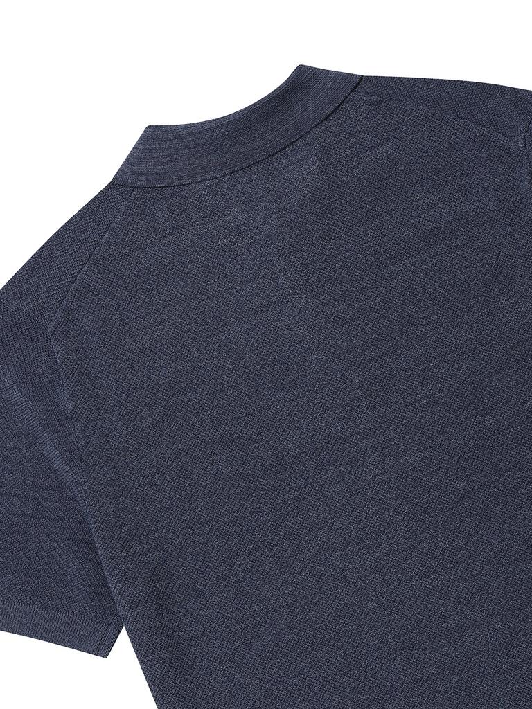OLZEN Men'S Slub Pique Collar Short Sleeve Tee_Zbg3Et1271Bl